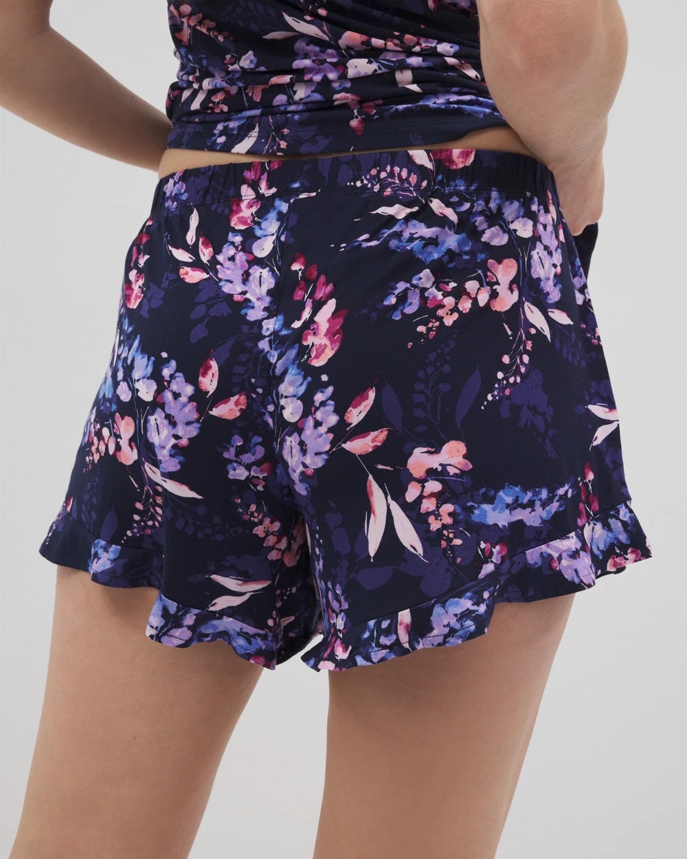Ruffle Pajama Shorts - BLOOM BRIGHTLY NAVY | Soma Women
