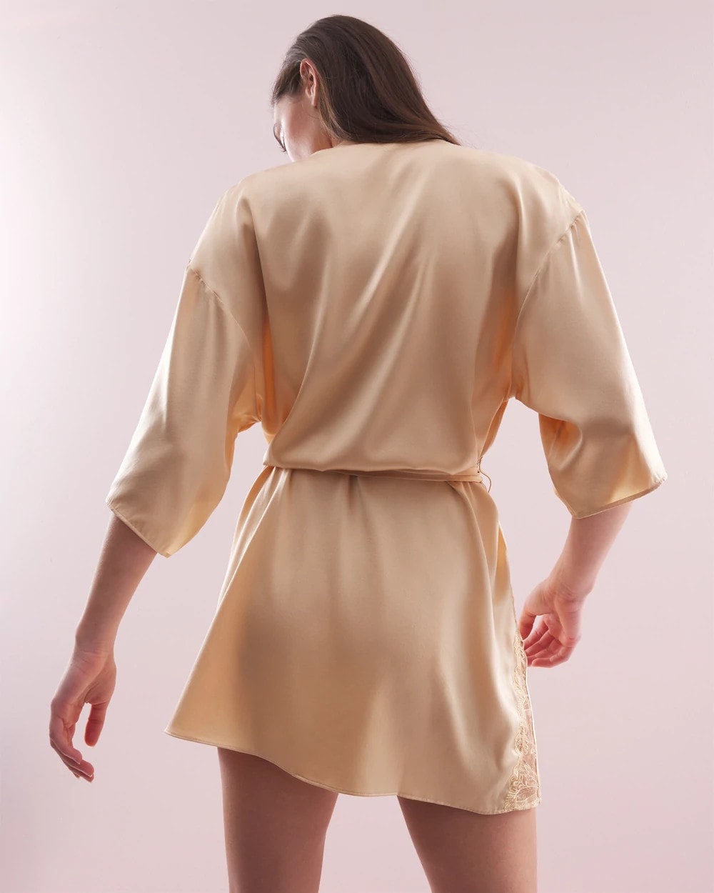 Silk Short Robe - MAPLE SUGAR | Soma Women