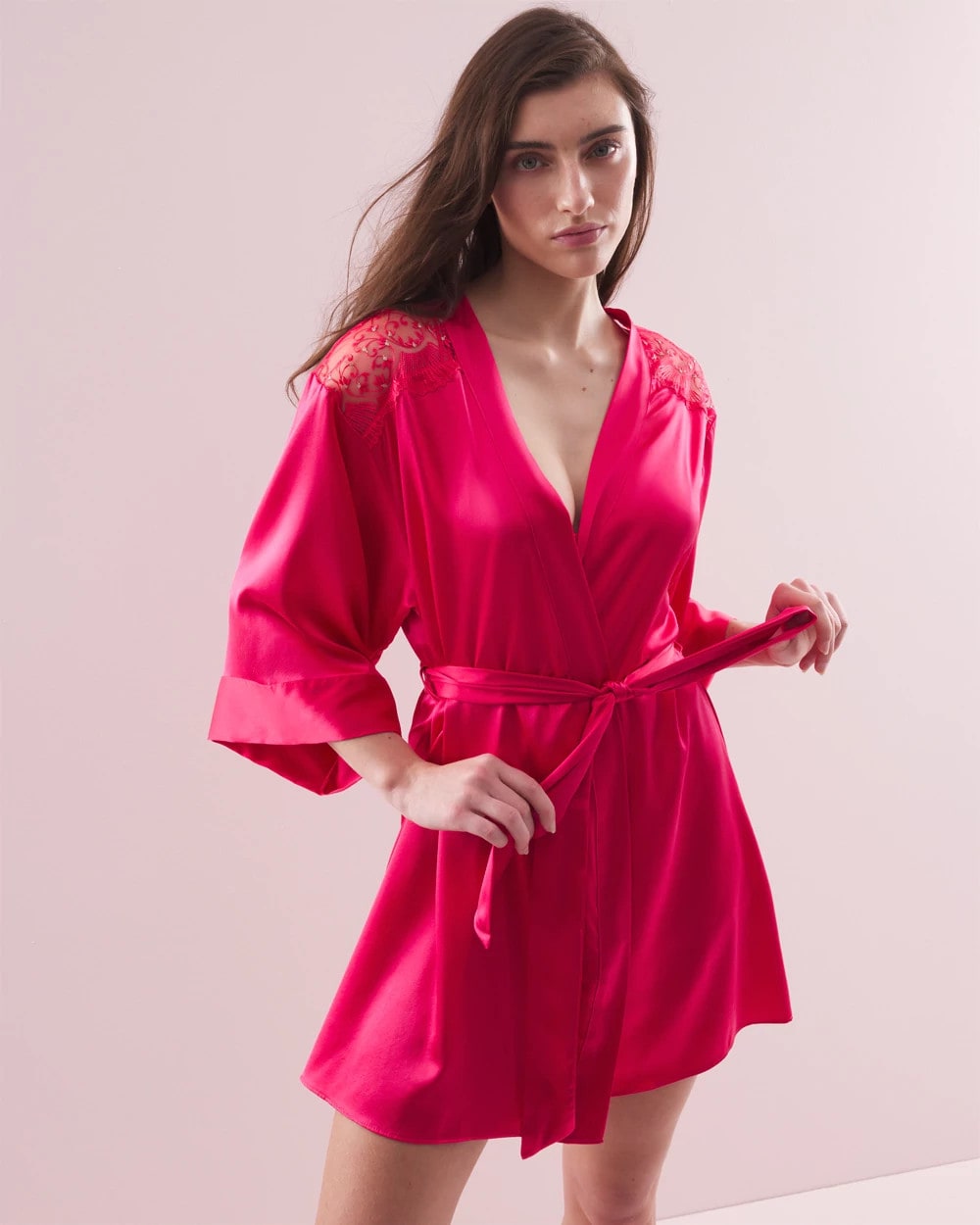 Silk Short Robe - PERFECT PINK | Soma Women