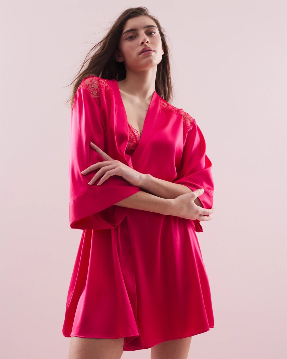 Silk Short Robe - PERFECT PINK | Soma Women