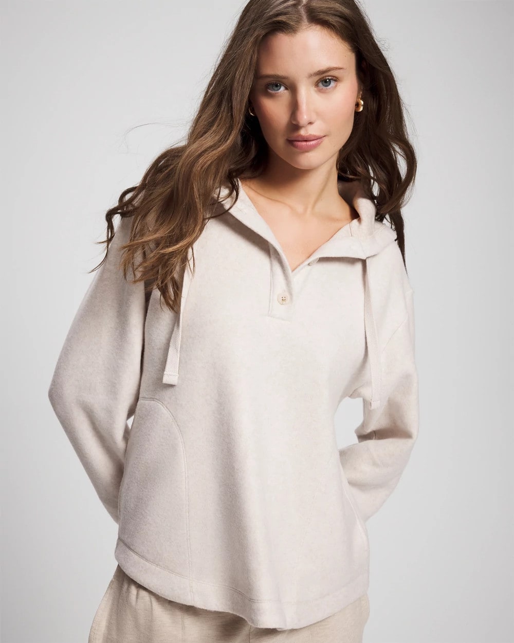 Cloud Fleece Oversized Hooded Sweater - HEATHER SHELL | Soma Women