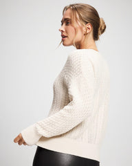 Mix Stitch Crew Neck Sweater - PARCHMENT | Soma Women