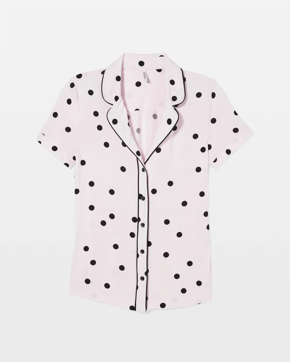 Piped Short Sleeve Notch Collar Pajama Top - CHEERFUL DOT B SUGAR | Soma Women