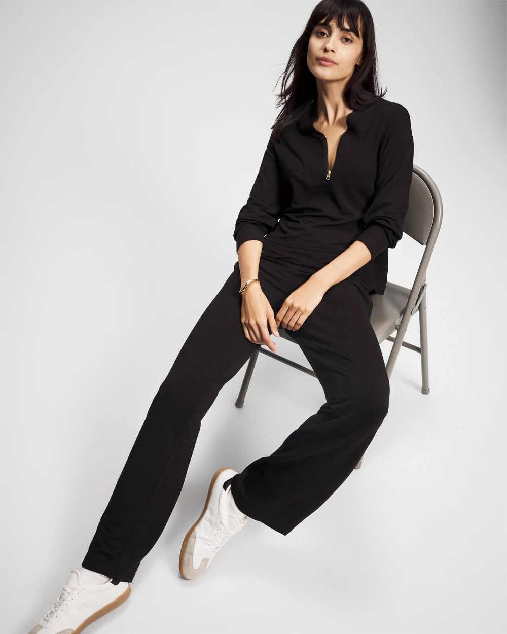 Ultrasoft Fleece Quarter Zip Sweatshirt - BLACK | Soma Women