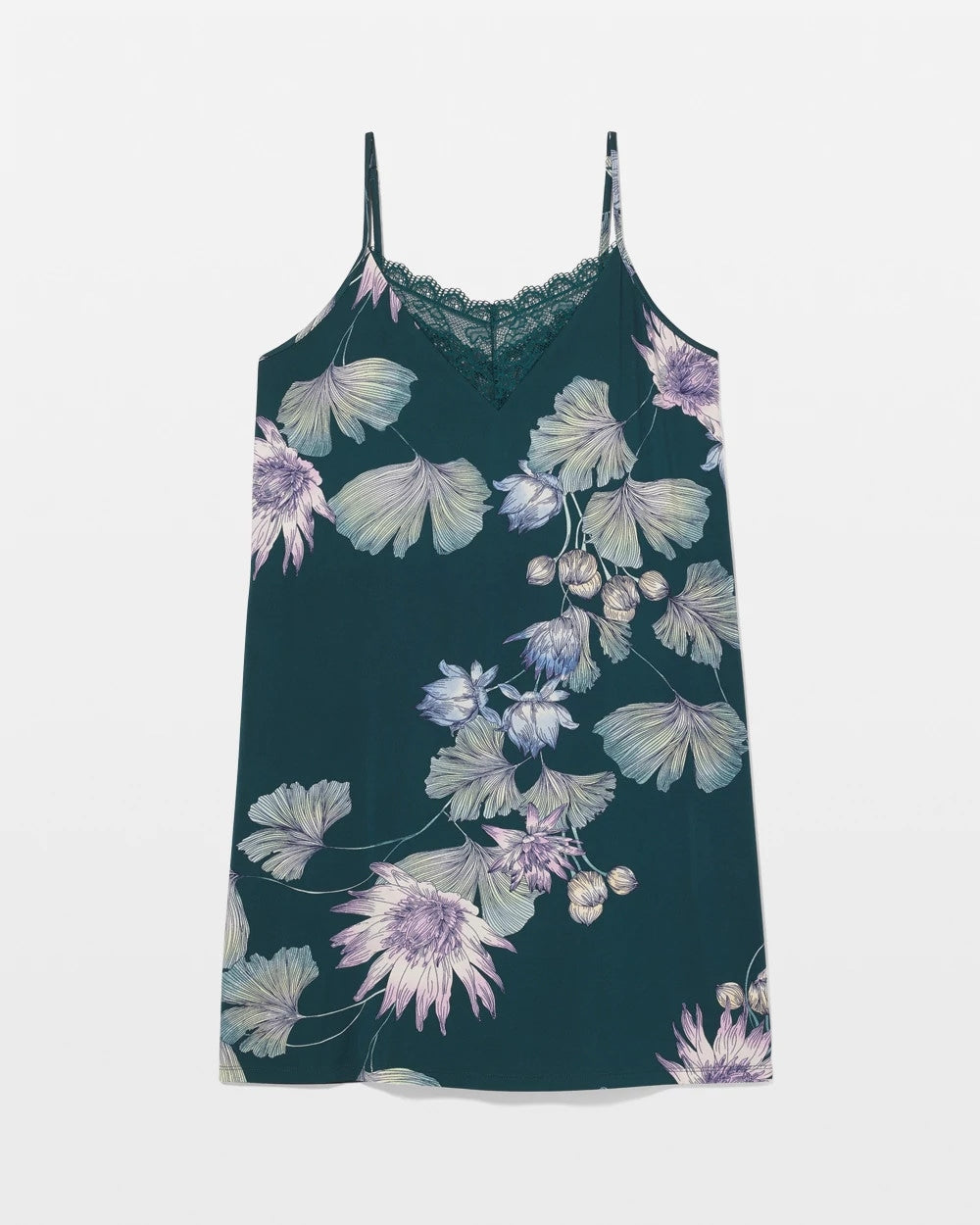 Lace Trim Chemise - HAVEN BOTANICAL DARK SEA | Soma Women