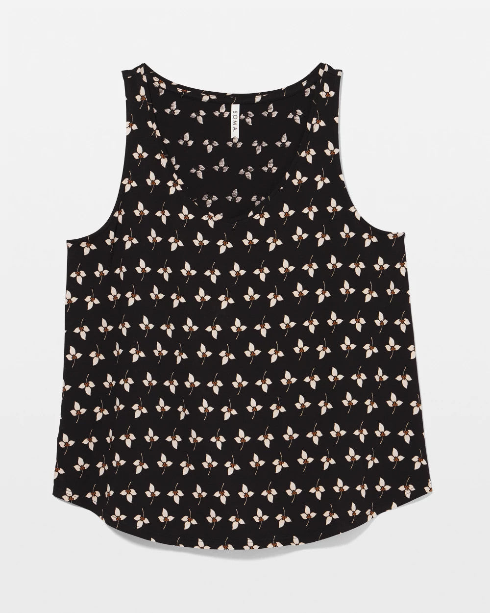 Printed V-Neck Pajama Tank - PEACEFUL PETALS BLACK | Soma Women