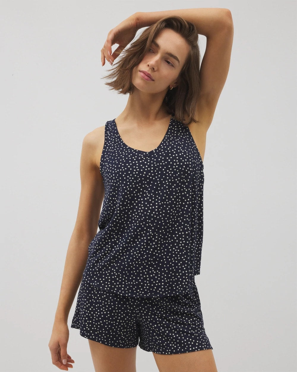 Printed V-Neck Pajama Tank - DOT OBSESSED NAVY | Soma Women