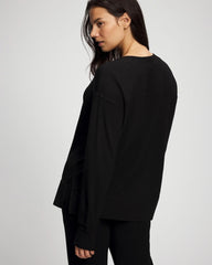 Ultrasoft Fleece V-Neck Sweatshirt - BLACK | Soma Women