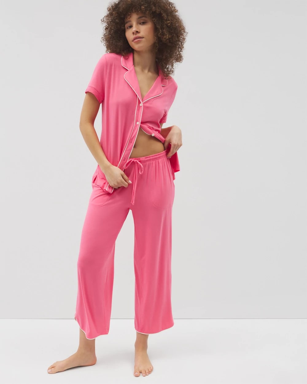 Solid Piped Crop Pajama Pant - CAMELLIA ROSE | Soma Women