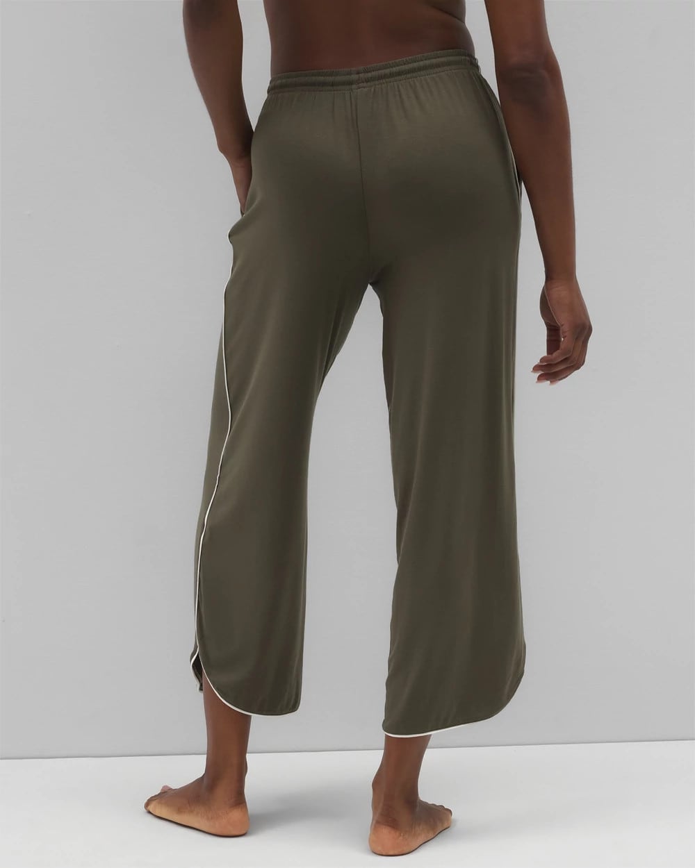 Solid Piped Crop Pajama Pant - GRAPE LEAF | Soma Women