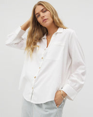 Beach Cotton Long Sleeve Button-Up - OPTIC WHITE | Soma Women