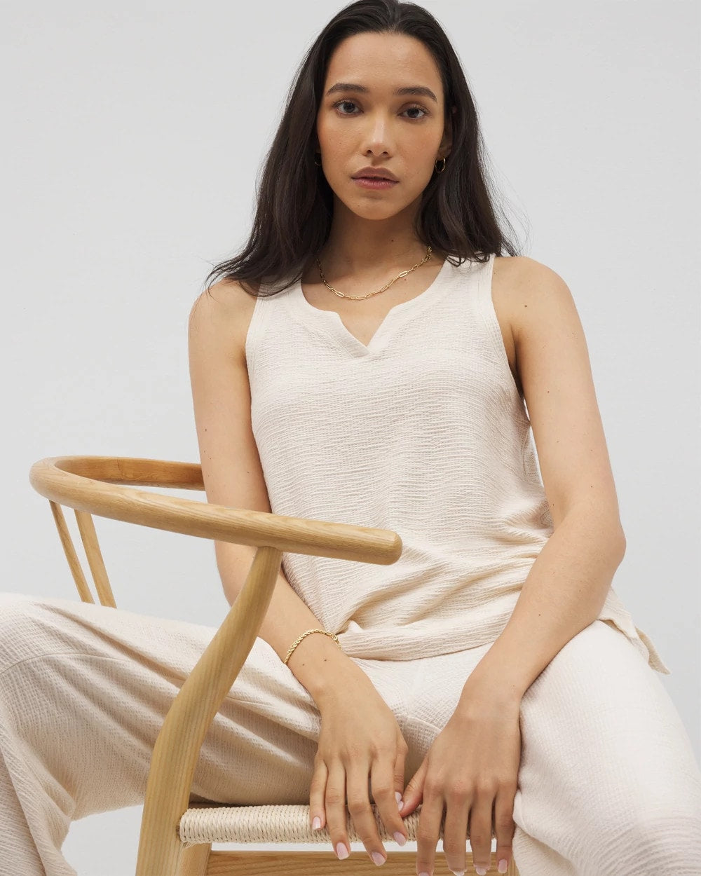 Crinkle Knit Tank Top - PARCHMENT | Soma Women