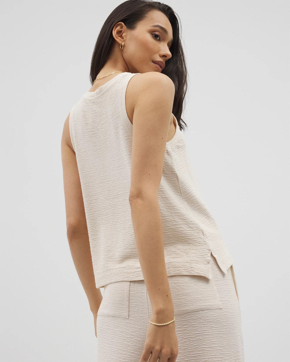 Crinkle Knit Tank Top - PARCHMENT | Soma Women