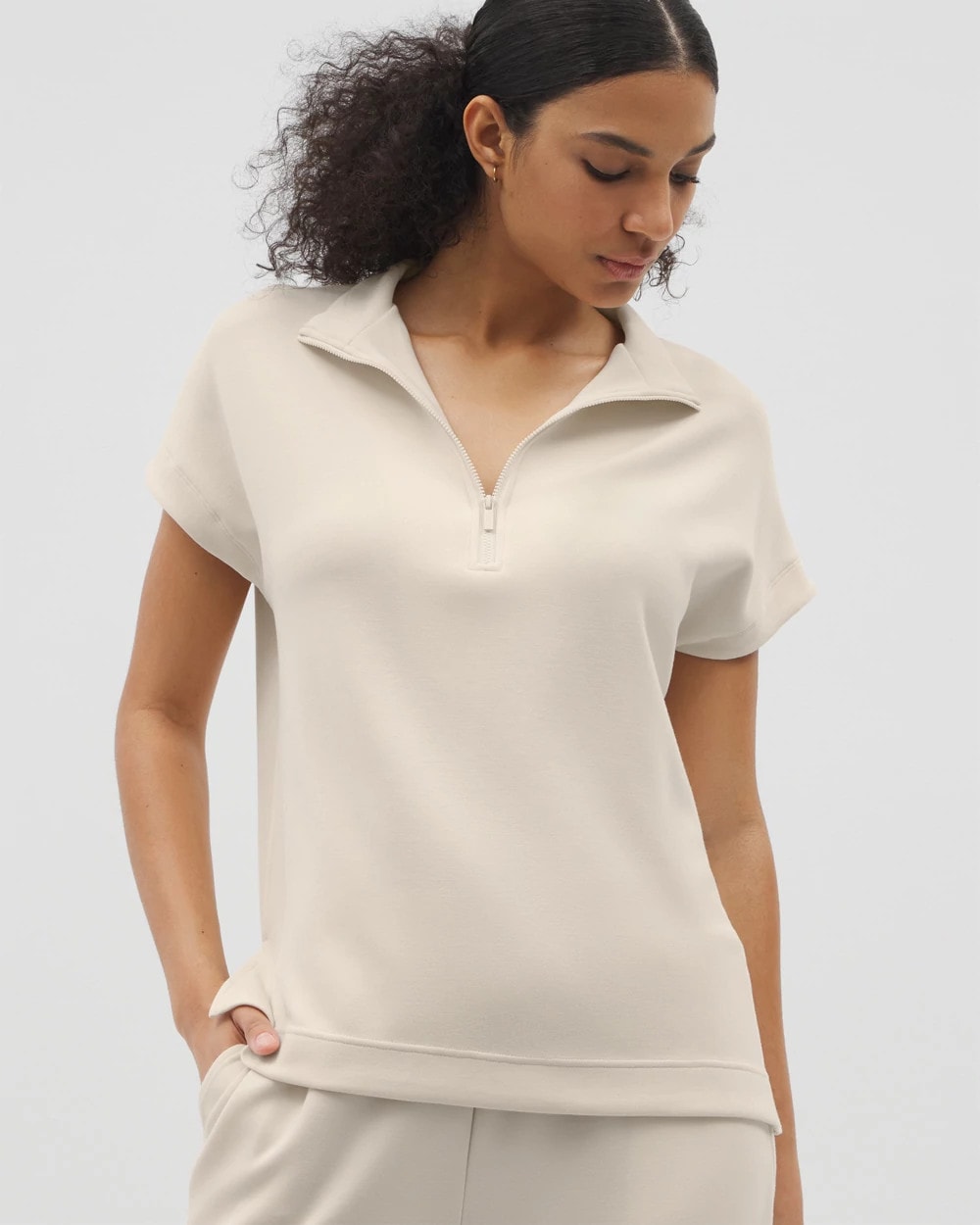 Quarter Zip Top - PARCHMENT | Soma Women
