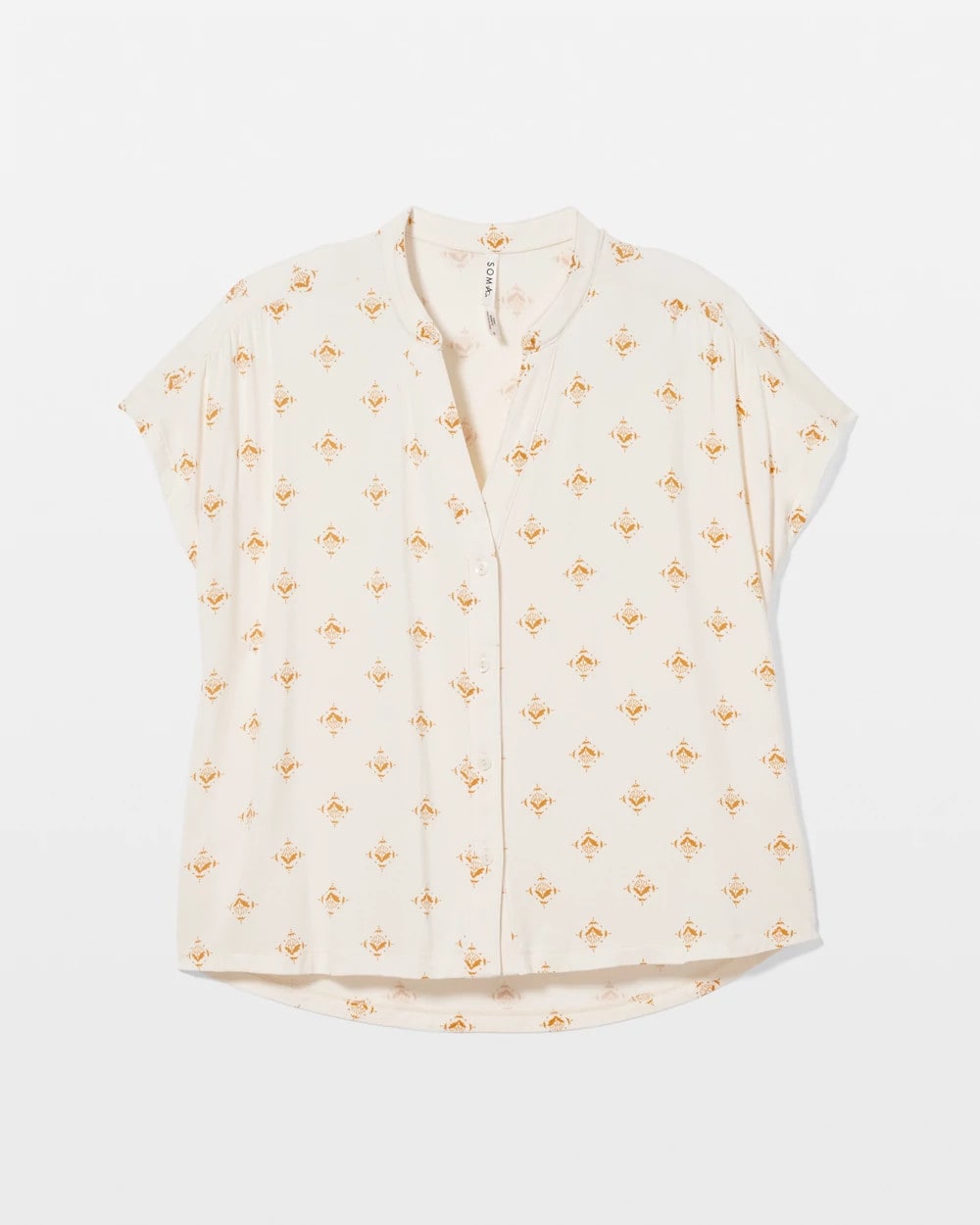 Mandarin Collar Short Sleeve Pajama Top - KASHMIR ICON CHAMP | Soma Women