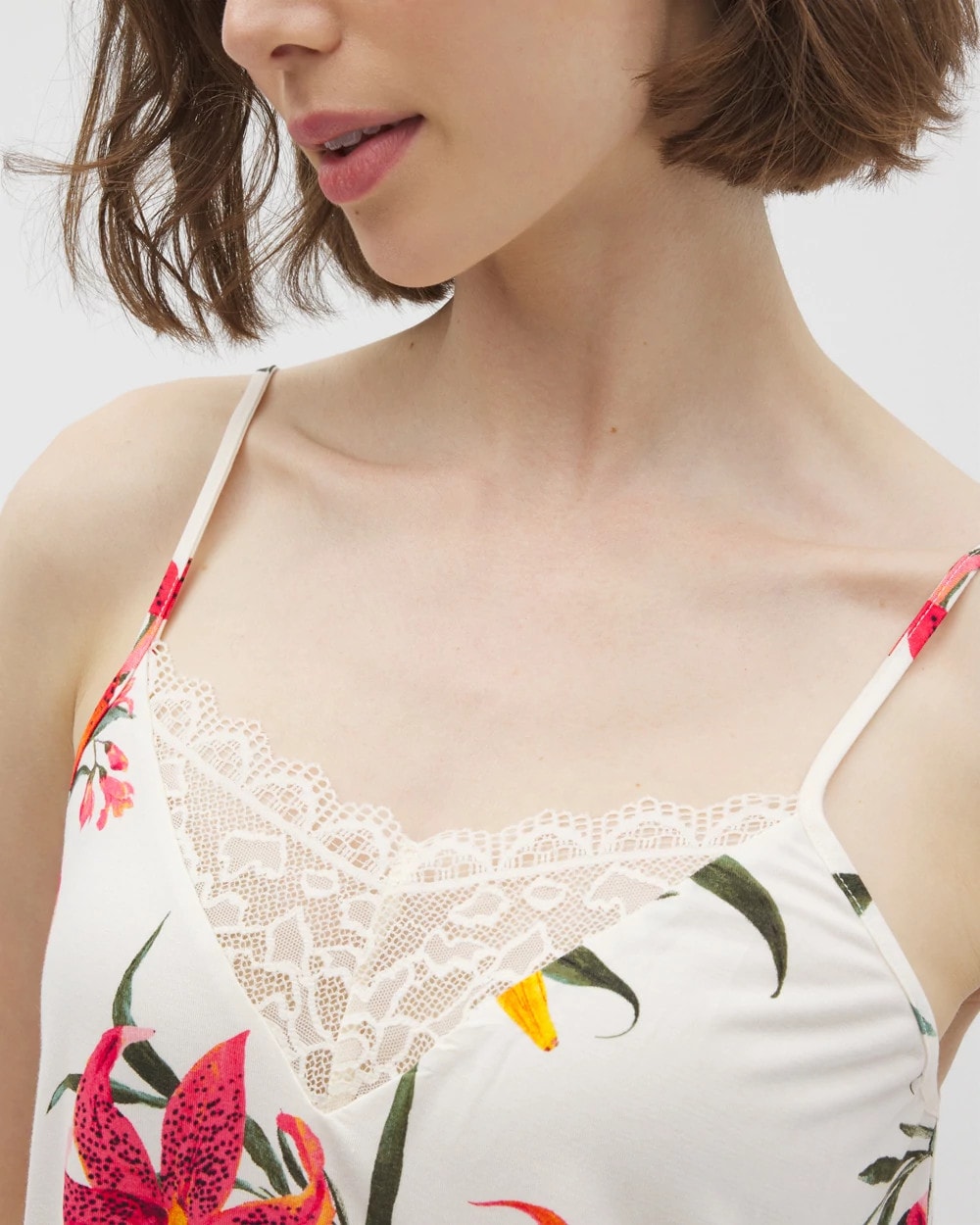 Lace Trim Pajama Cami - LE TIGRE FLORA CHAMPAGNE | Soma Women