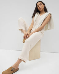 Crinkle Knit Wide Leg Pant - PARCHMENT | Soma Women