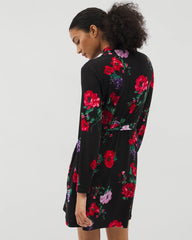 Long-Sleeve Short Robe - RHAPSODY FLORA BLACK | Soma Women
