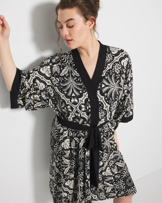 Short Robe - AMAZONIA TILE BLACK | Soma Women