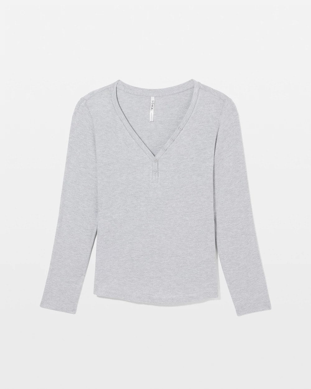 Long-Sleeve Pajama Henley - HEATHER OPAL GRAY | Soma Women