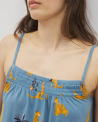 Smocked Pajama Cami - FELINE FUN BLUE HEAVEN | Soma Women