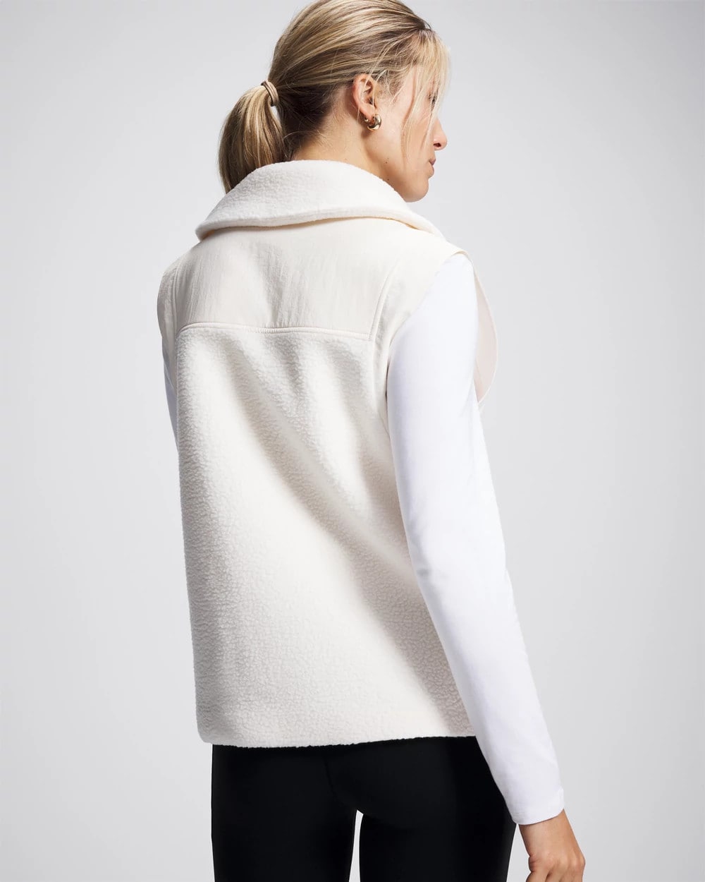 Sherpa Zip Up Vest - IVORY | Soma Women