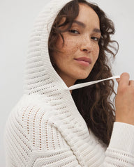 Cotton Open Stitch Hoodie - SALT MIST | Soma Women