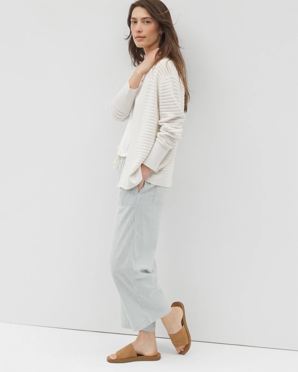 Cotton Open Stitch Cardigan - SALT MIST | Soma Women