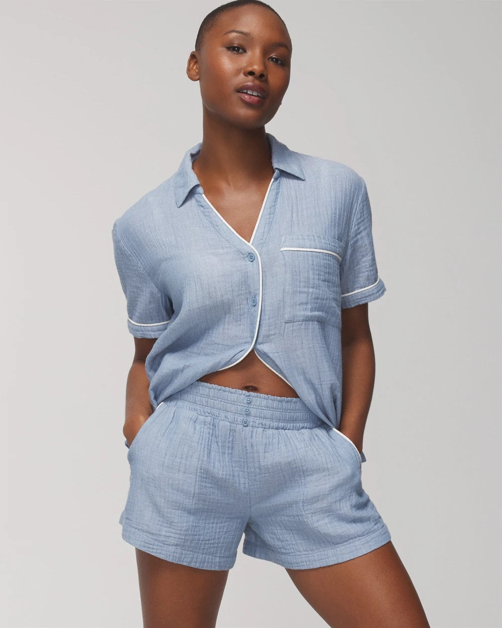 Pajama Shorts - CROSSDYE VINTAGE INDIGO | Soma Women