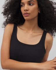 Rib Square Neck Lounge Dress - BLACK | Soma Women