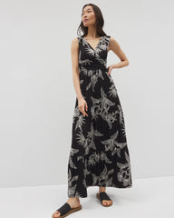 Goddess Tiered Maxi Dress - PLUMERIA BLOOMS GRAND BLK | Soma Women