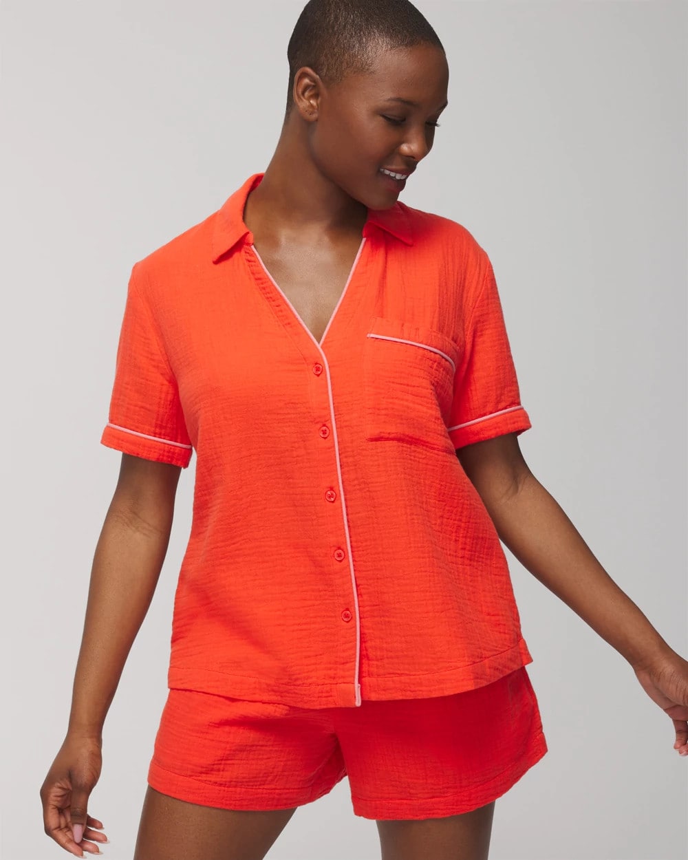 Short-Sleeve Pajama Top - ISLAND GUAVA | Soma Women