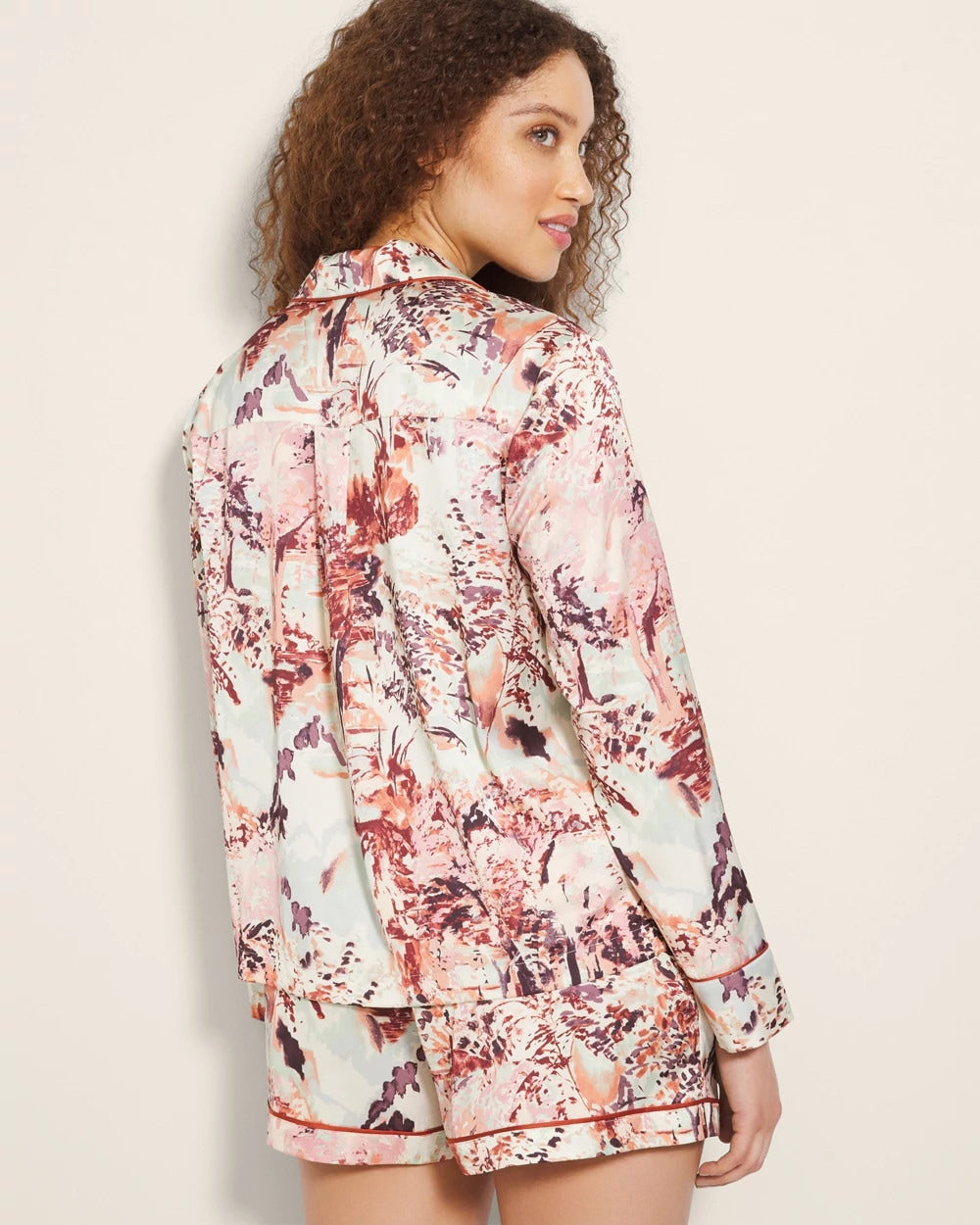 Long-Sleeve Notch Collar Pajama Top - WALK IN THE PARK M CHAMP | Soma Women