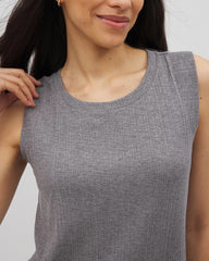 Rib Lounge Short Dress - HEATHER CHARCOAL | Soma Women