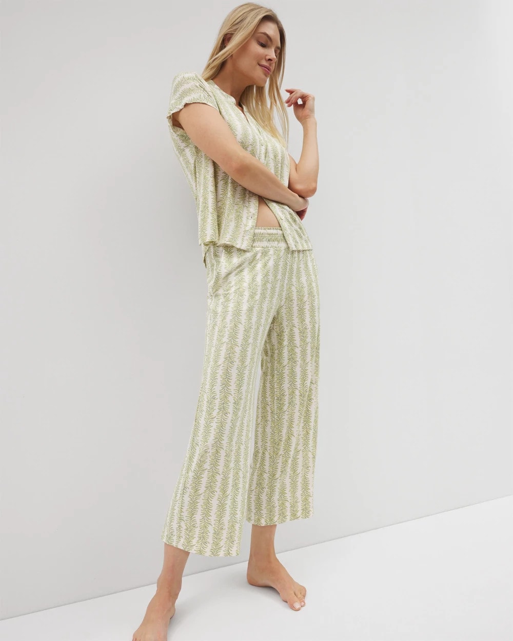 Cropped Pajama Pants - CHILL STRIPE CHAMPAGNE | Soma Women