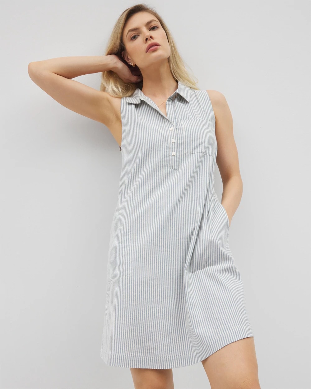 Beach Cotton Short Dress - BLUE HEAVEN STRIPE | Soma Women