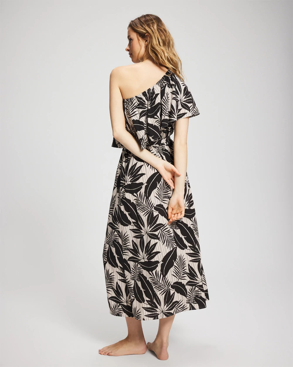 Island Time Ruffled Midi Dress - BLACK | Soma Women