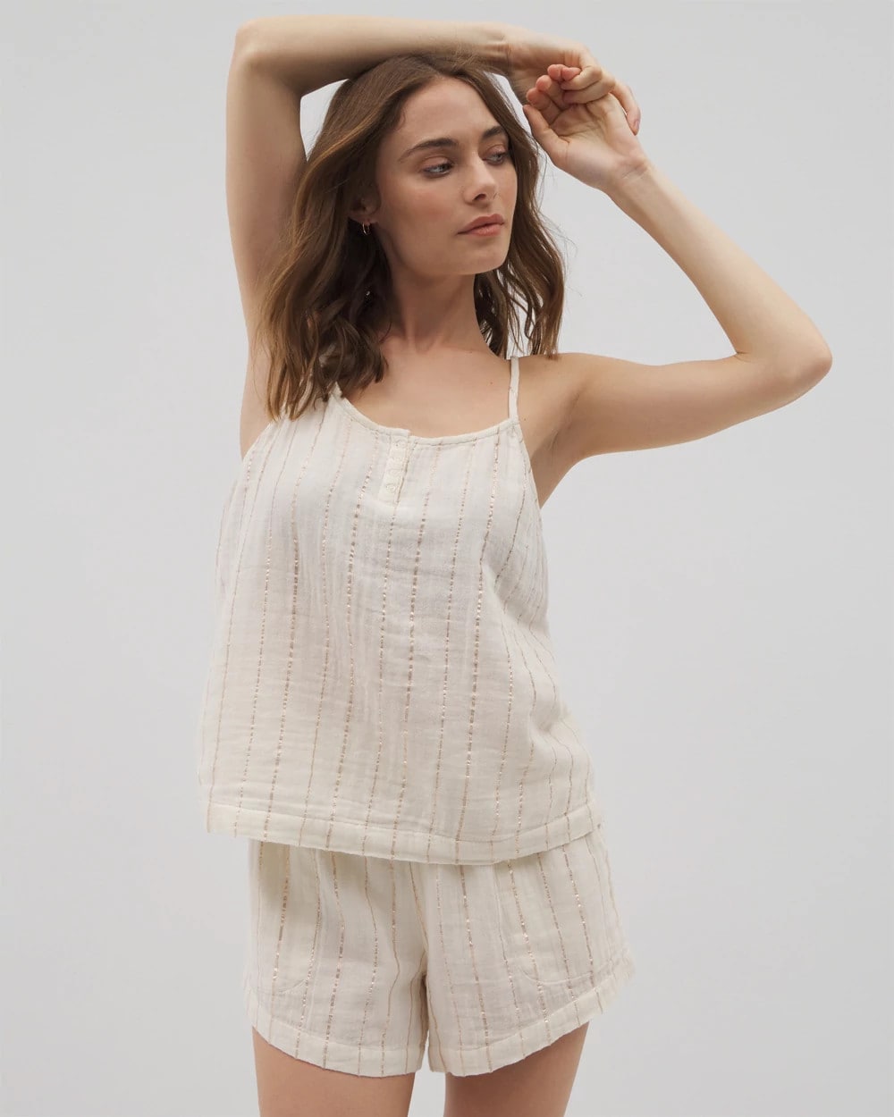 Cotton Gauze Pajama Cami - CHAMPAGNE STRIPE | Soma Women
