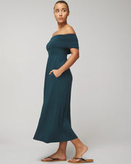 Off-The-Shoulder Midi Bra Dress - DARK HARBOUR | Soma Women