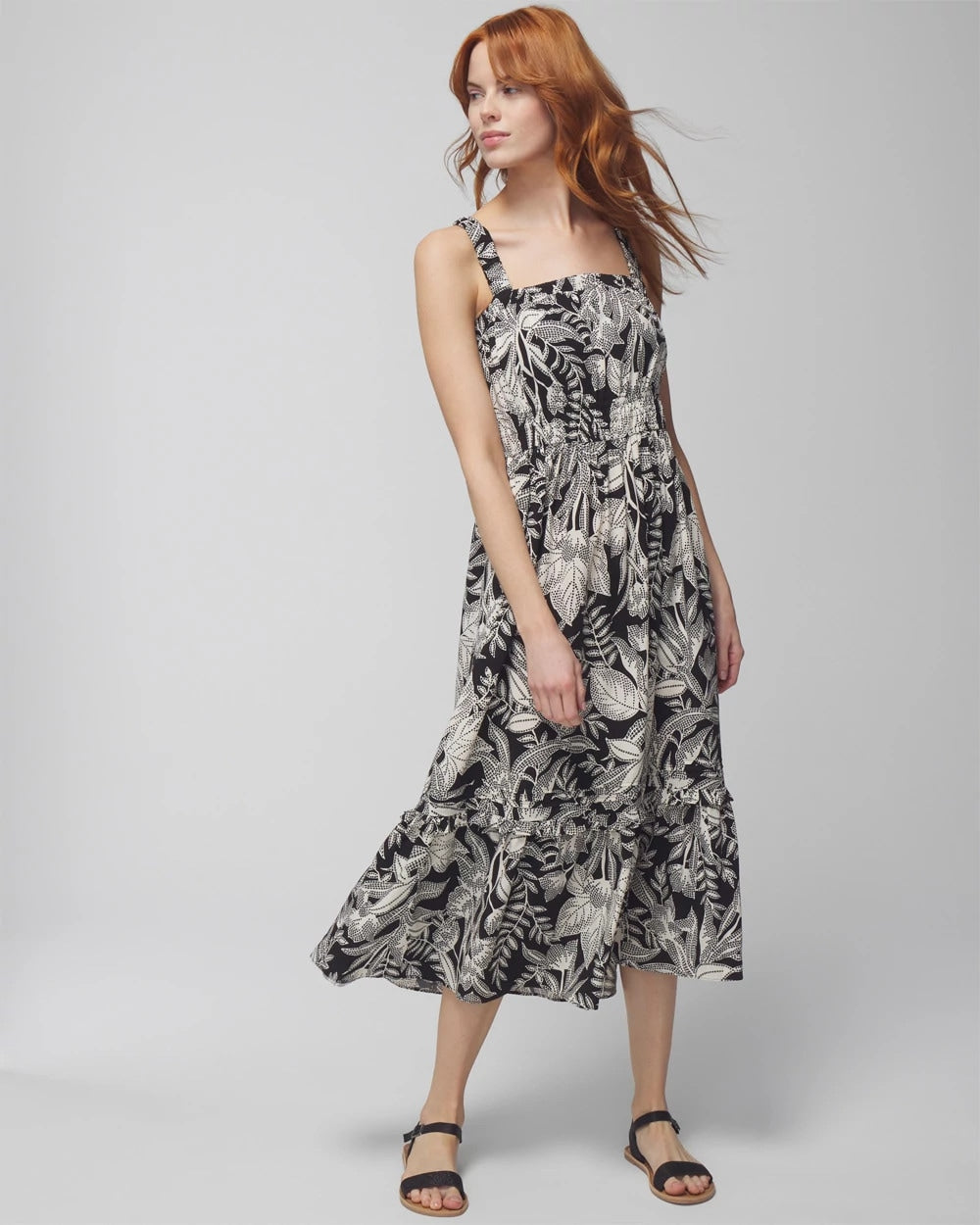 Midi Bra Dress - PATTERNED PALMS BLACK | Soma Women