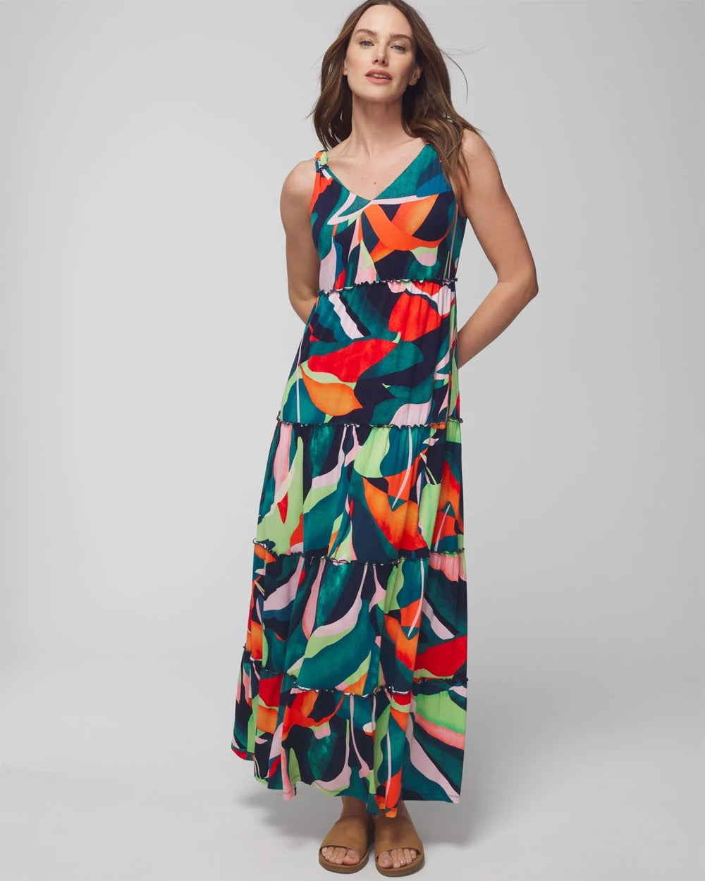 Tiered Maxi Bra Dress - VACAY VIBES NIGHTFALL NVY | Soma Women