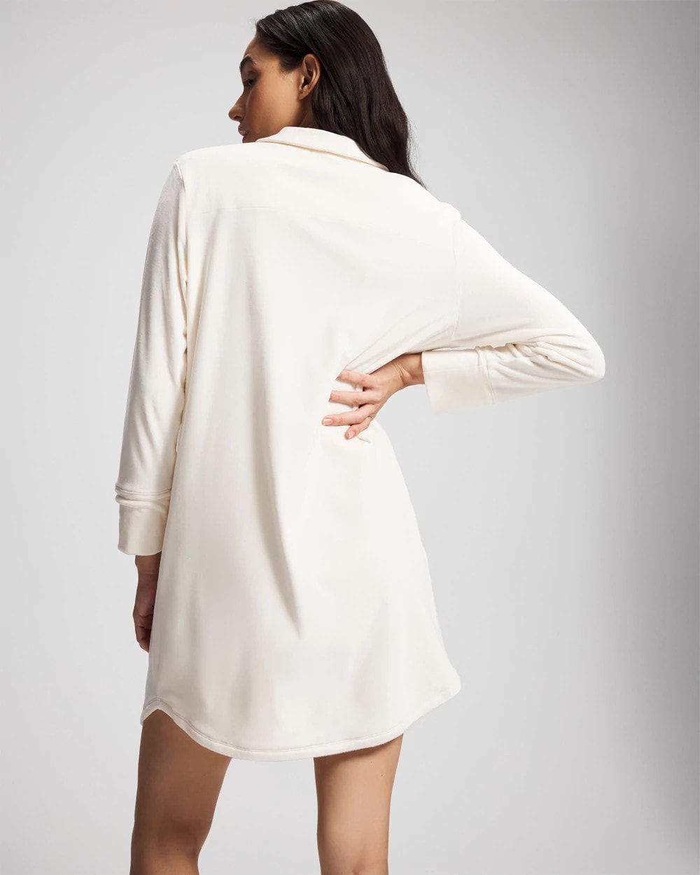 Long-Sleeve Notch Collar Sleepshirt - CHAMPAGNE DREAMS | Soma Women