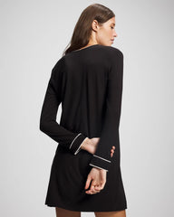 Piped Long-Sleeve Sleepshirt - BLACK | Soma Women