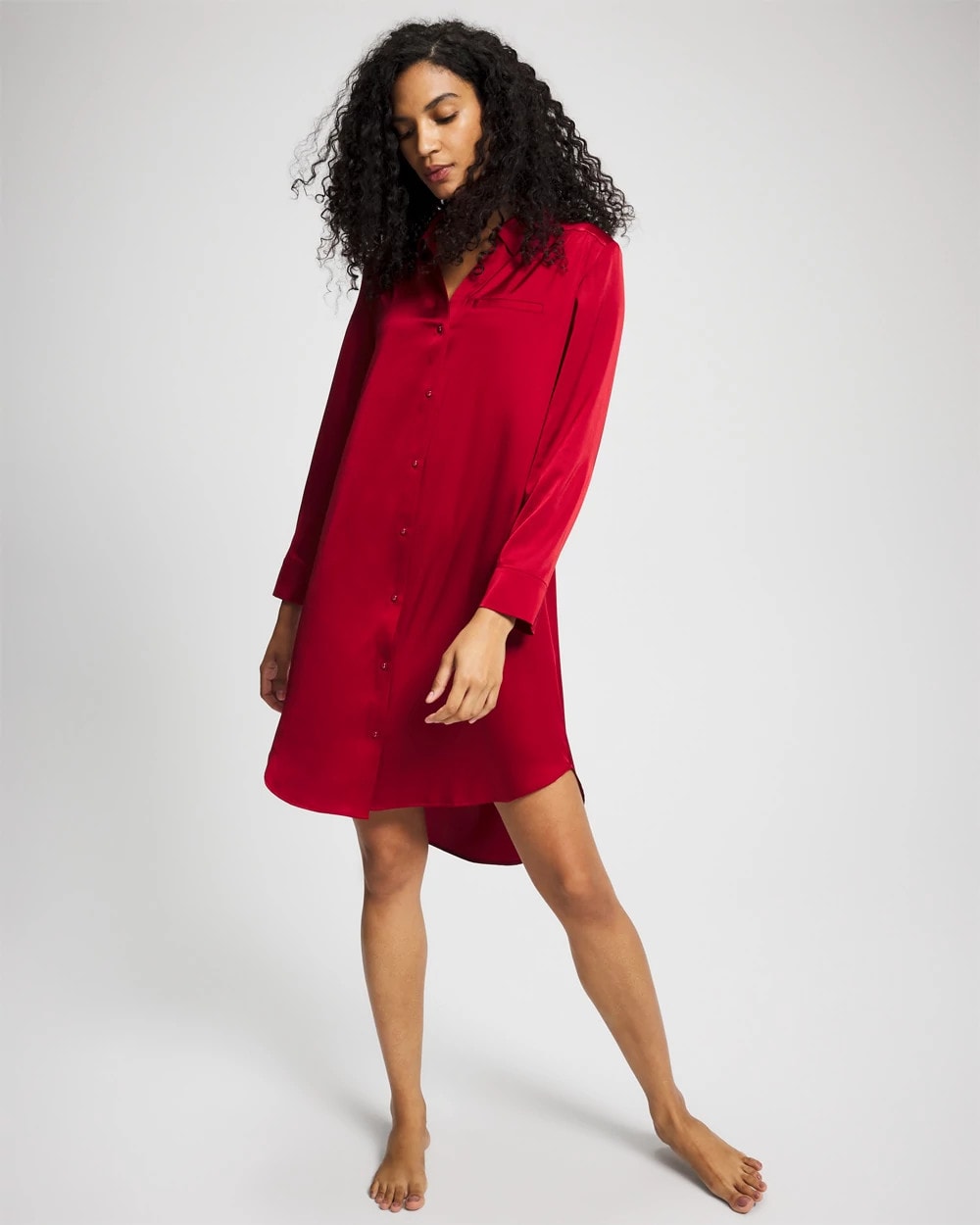 Long-Sleeve Sleep Shirt - PAINT THE TOWN RED | Soma Women