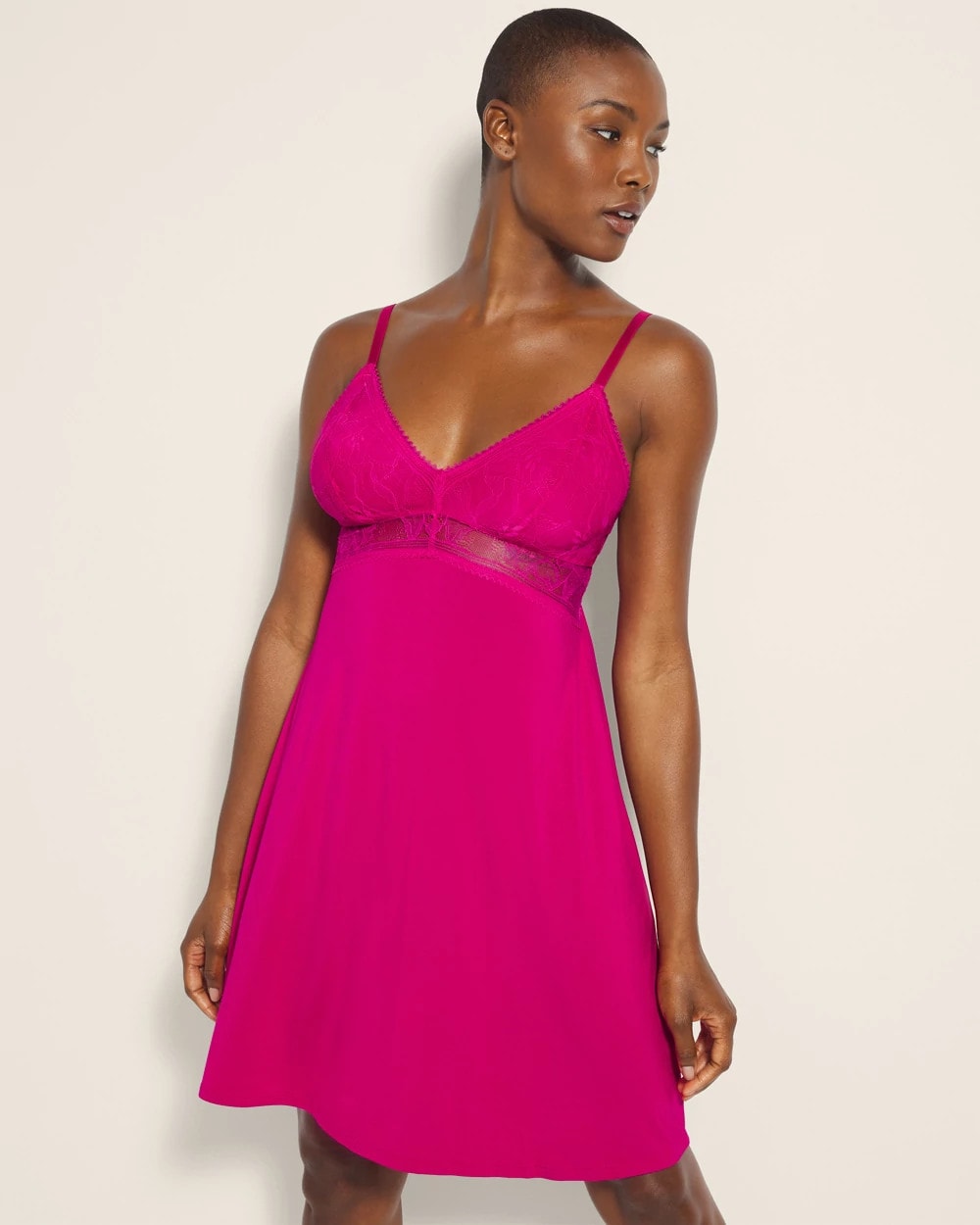 Soft Support Lace Chemise - PINK COSMO | Soma Women
