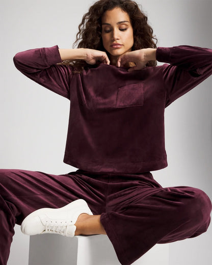 Velour Crewneck Sweatshirt - MERLOT | Soma Women