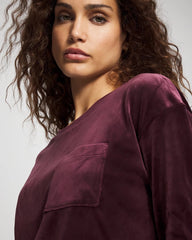 Velour Crewneck Sweatshirt - MERLOT | Soma Women