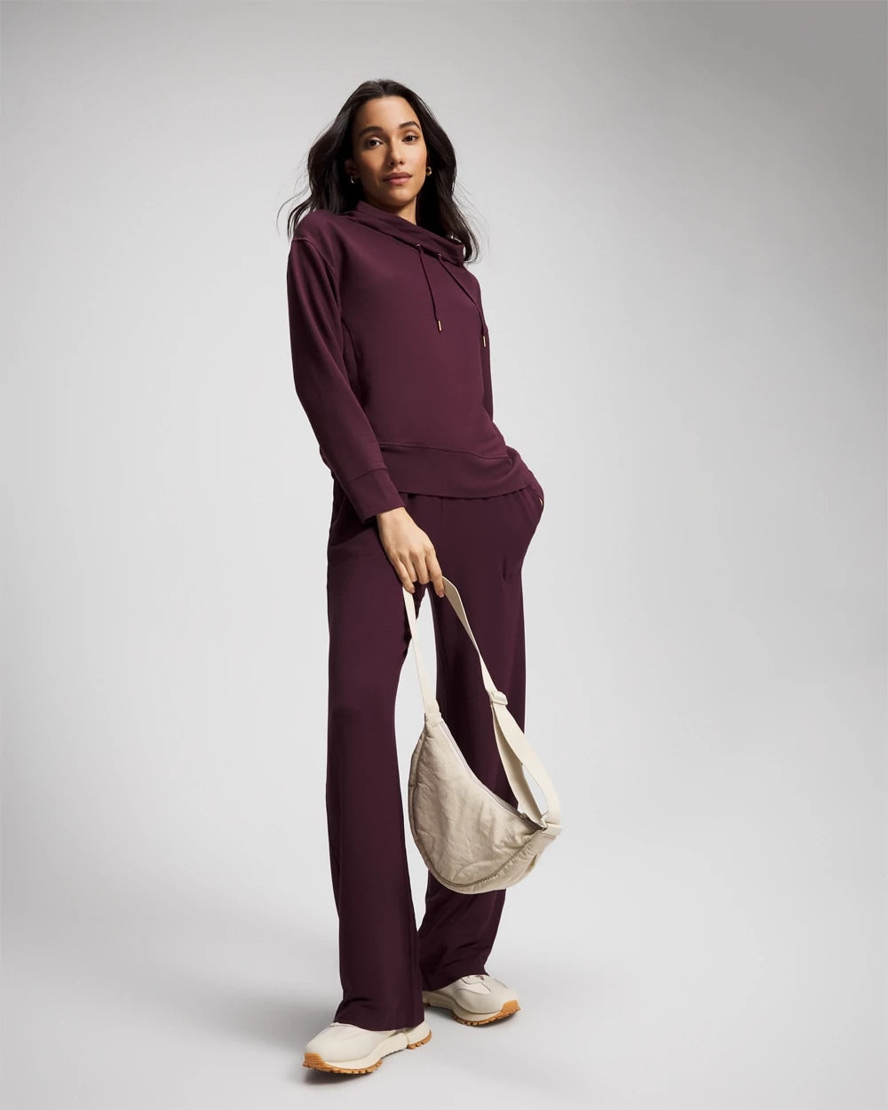 Ultrasoft Fleece Relaxed Funnel Neck Sweatshirt - MERLOT | Soma Women