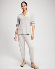 Premier Knit Cable Knit Collared Sweater - HEATHER STONE | Soma Women