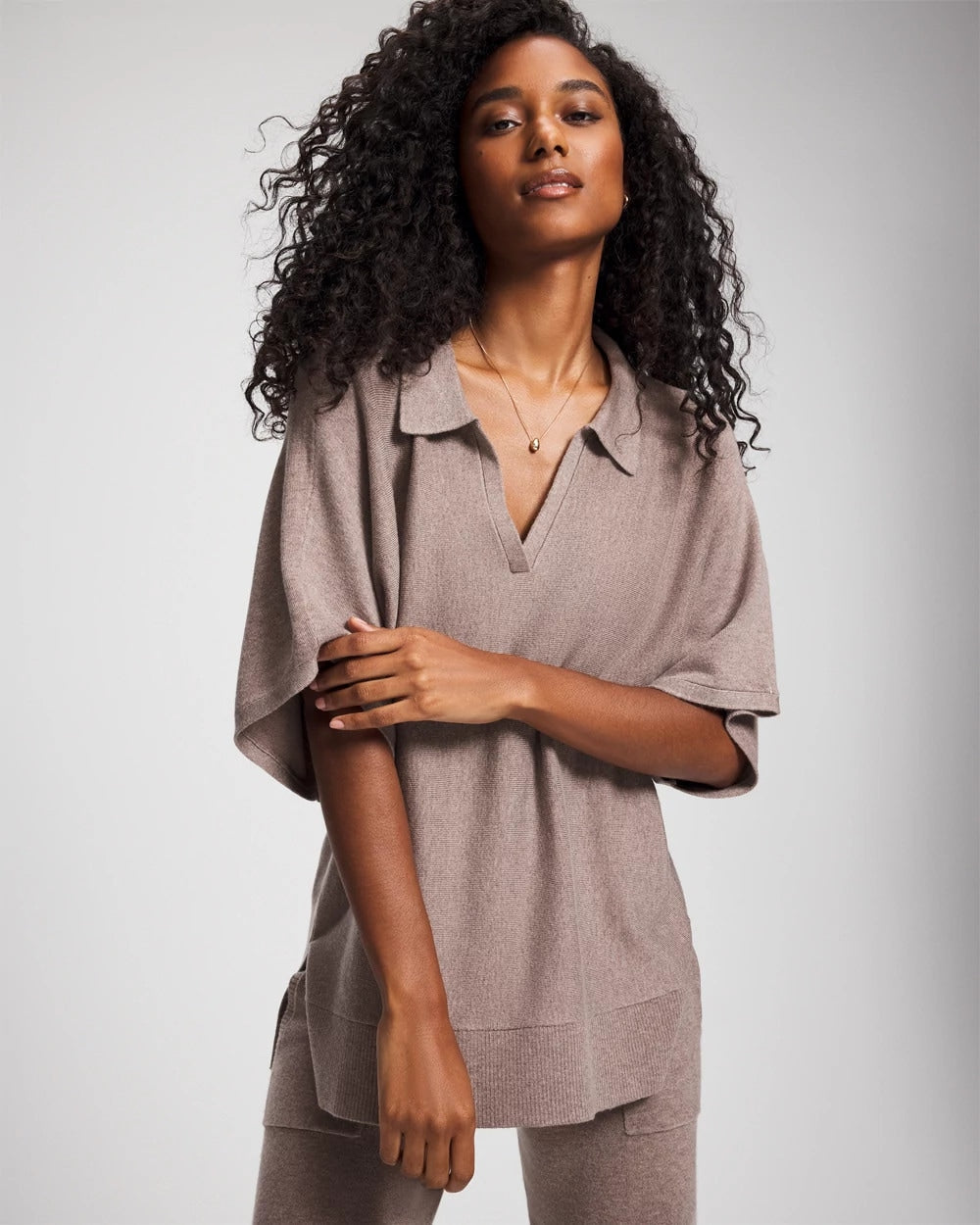 Premier Knit Sweater Collared Top - HEATHER FAWN | Soma Women